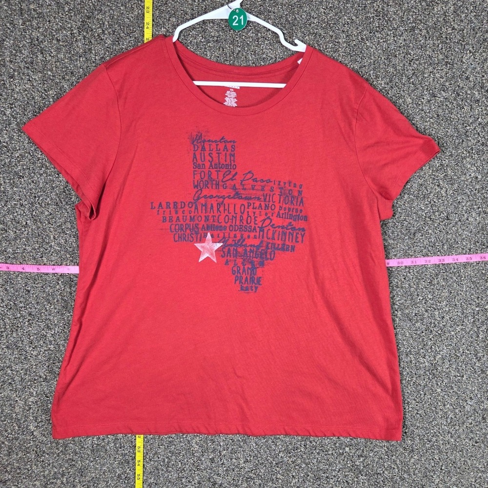 Unbranded Texas City Map Graphic Tee Womens XXL Red Short Sleeve T-Shirt - Picture 2 of 4